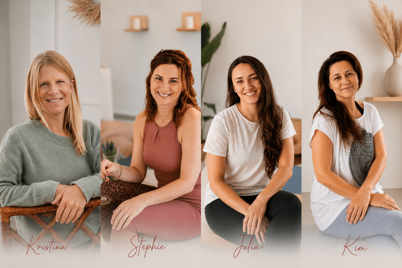 team-yoga-up-your-life-leverkusen-opladen Yoga-Team von Yoga up your life in Leverkusen-Opladen mit Kristina, Stephie, Julia und Kim.